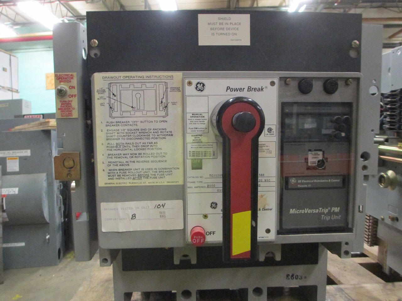 Picture of TC2020TTHE1R GE Power Break Circuit Breaker 2000 Amp 600 VAC E/O D/O