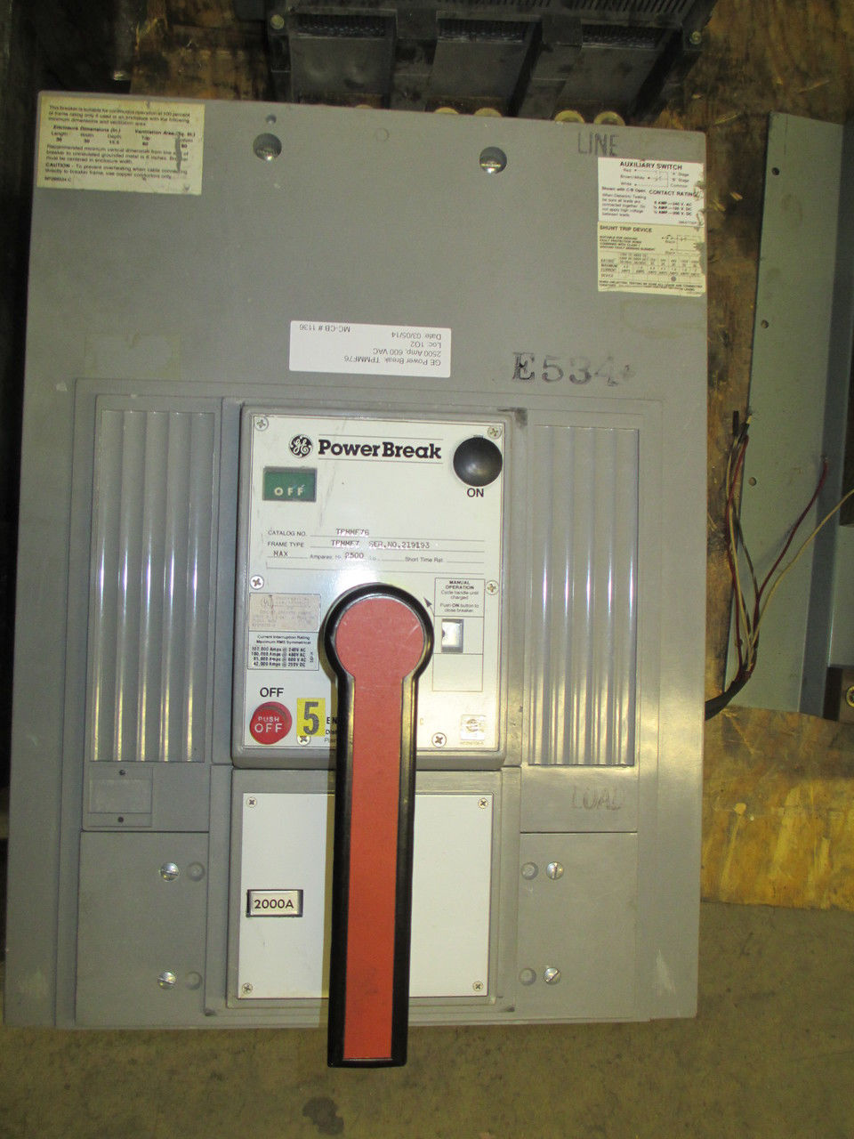 Picture of TPMMF76 GE Power Break Circuit Breaker 2500 Amp 600 Volt AC M/O