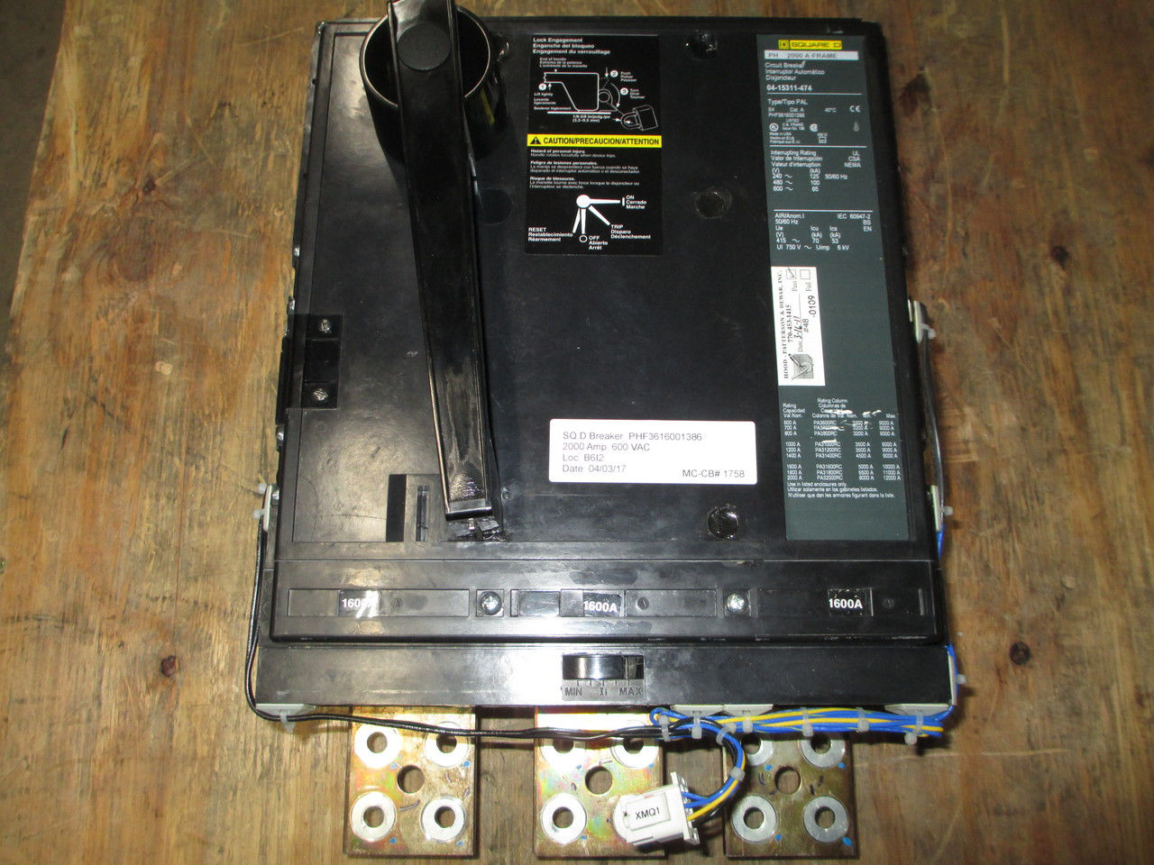 Picture of Square D PHF3616001386 Circuit Breaker 1600 Amp 600 Volt AC M/O F/M