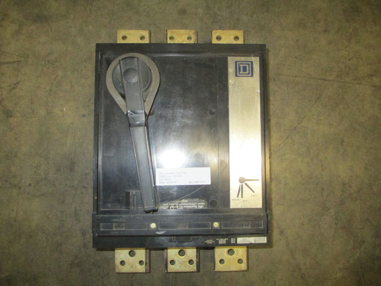 Picture of Square D PAF2036 Circuit Breaker 2000 Amp 600 Volt AC M/O F/M