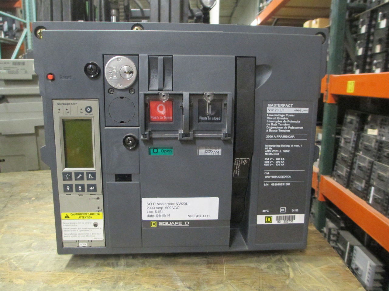 Picture of Square D Masterpact NW20L1 Circuit Breaker 2000 Amp 600 VAC M/O D/O