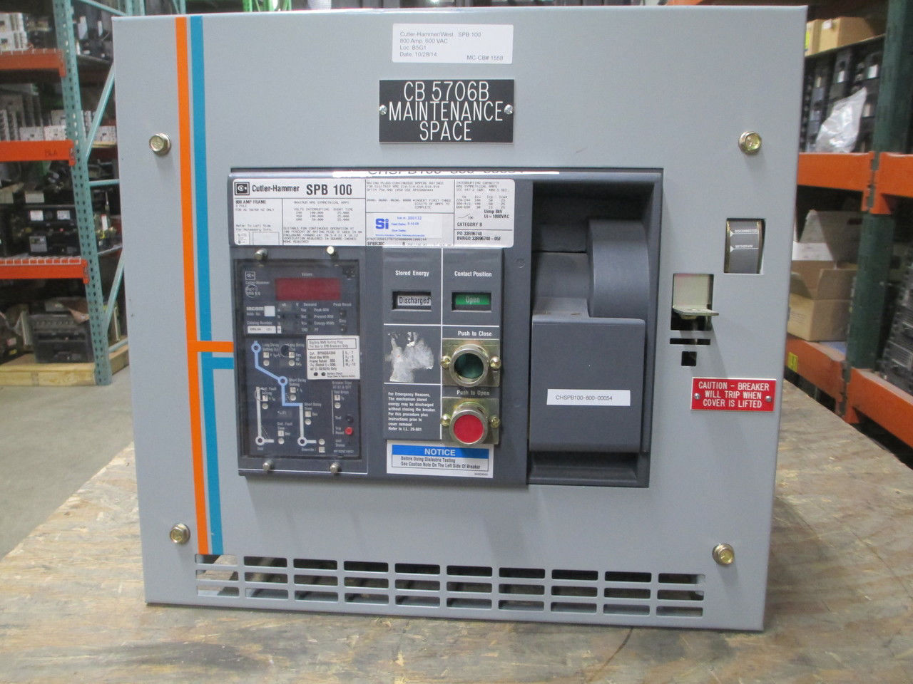 Picture of SPB100 Cutler-Hammer/Westinghouse Breaker 800 Amp 600 Volt AC M/O D/O