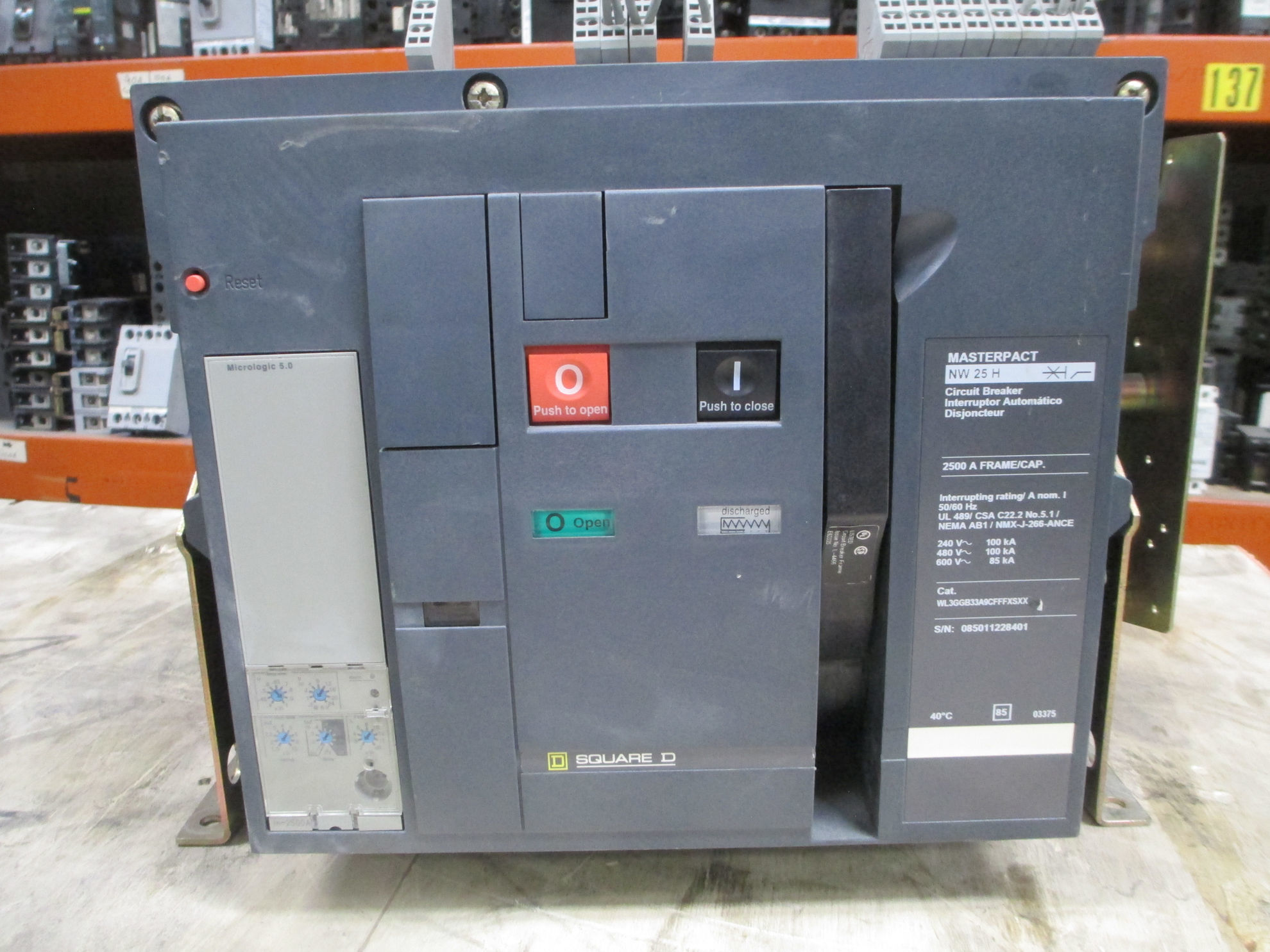 Picture of Square D NW25H MasterPact Breaker 2500A 600 Volt AC E/O F/M