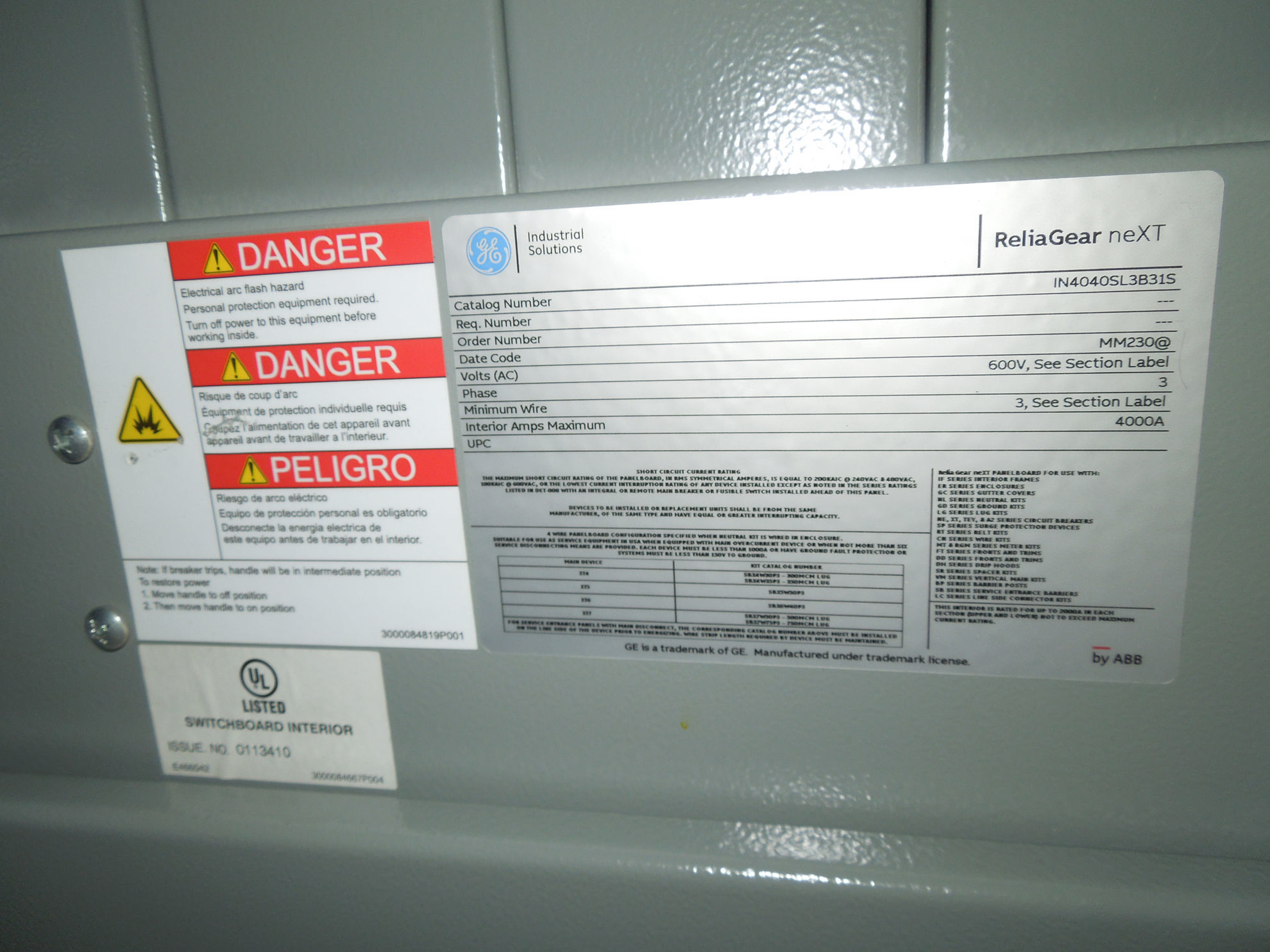 GE Power Break II Switchboard 4000 Amp 480Y/277 Volt 3PH 4W NEMA 3R New