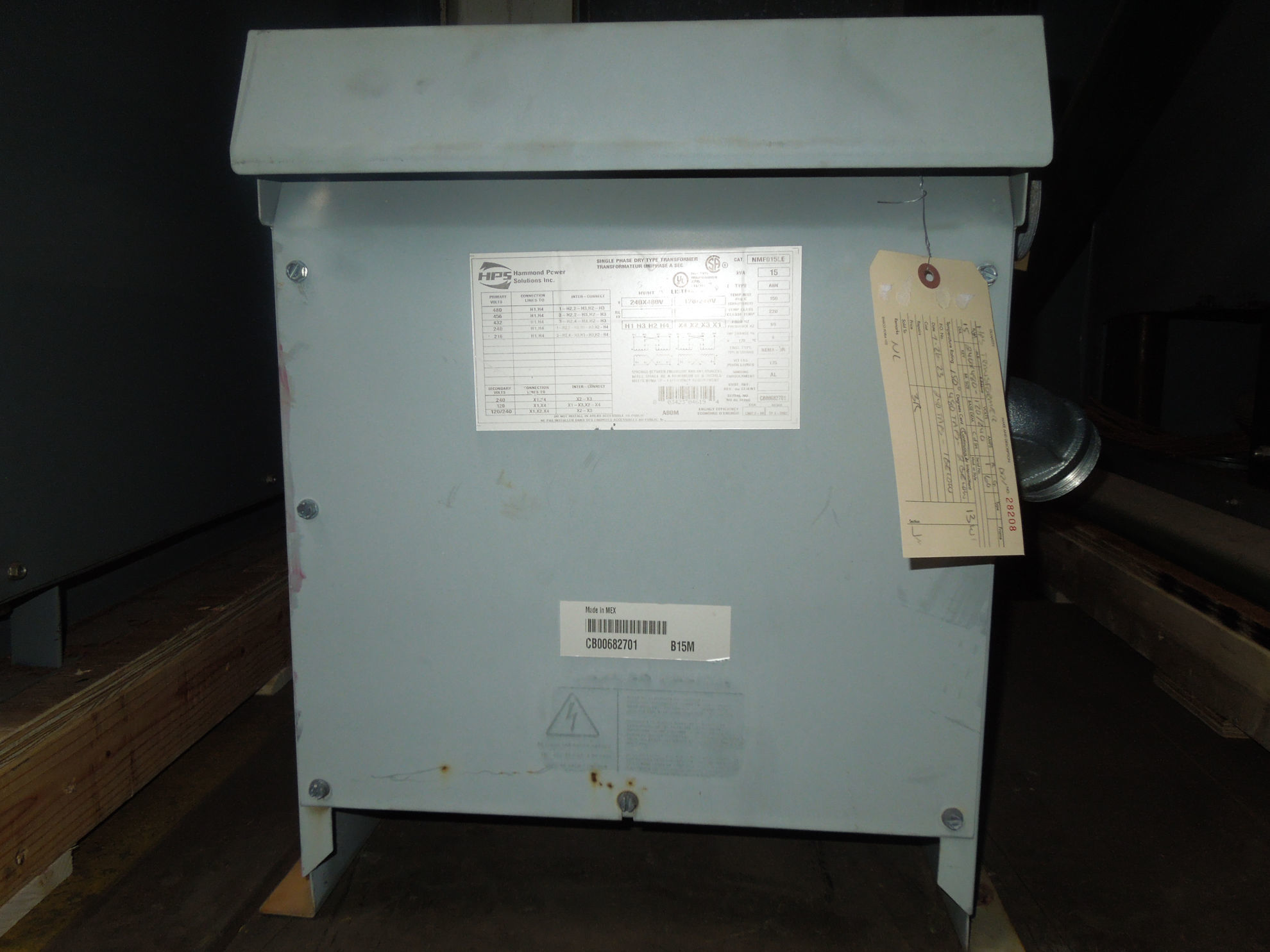 Picture of Hammond 15 KVA 240x480-120/240 Volt 1 Phase Low Voltage Dry Type Transformer R&G