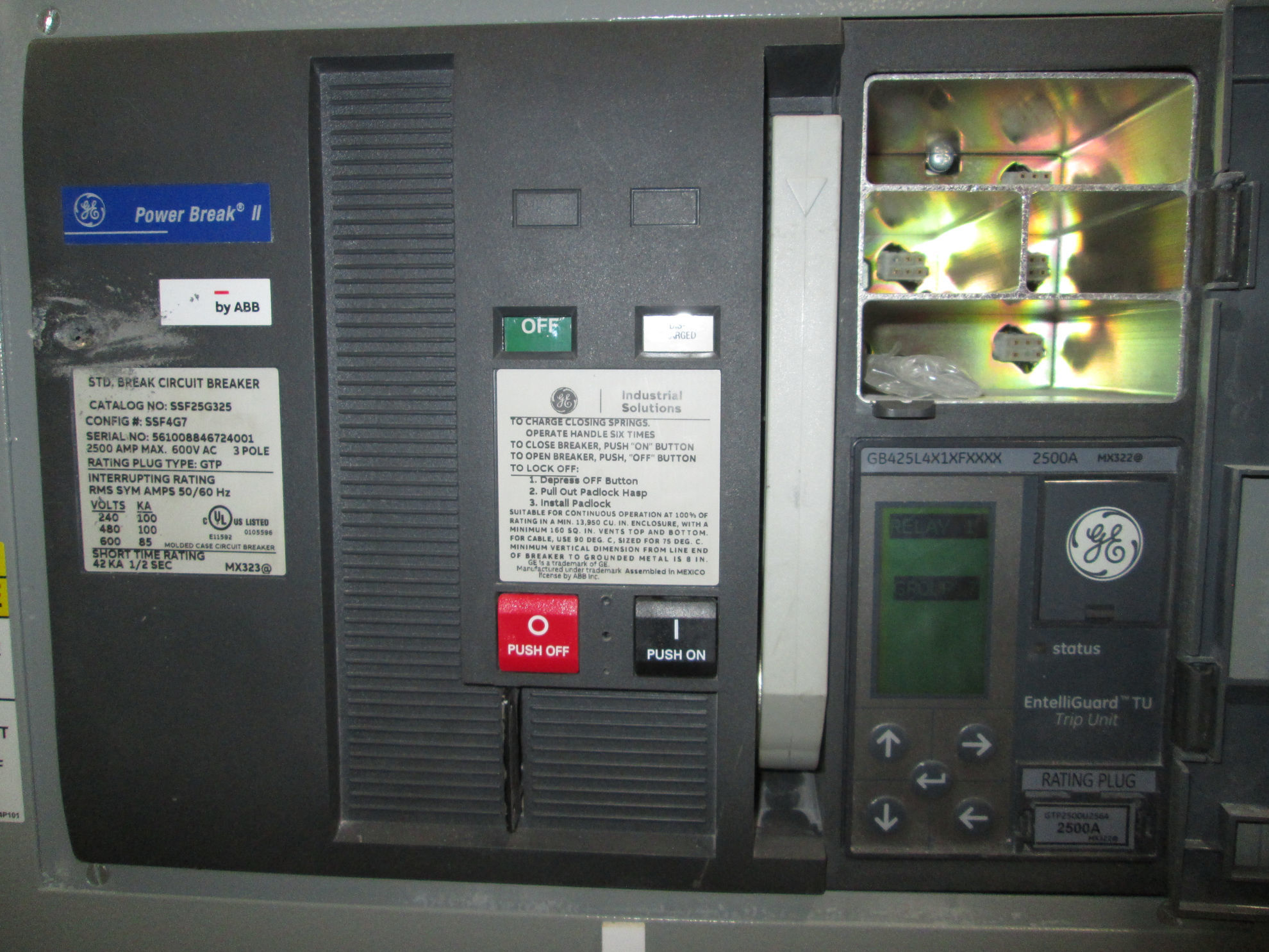 GE/ ABB Reliagear Switchboard 2500 Amp Main Breaker 480Y/277 Volt 3 Ph
