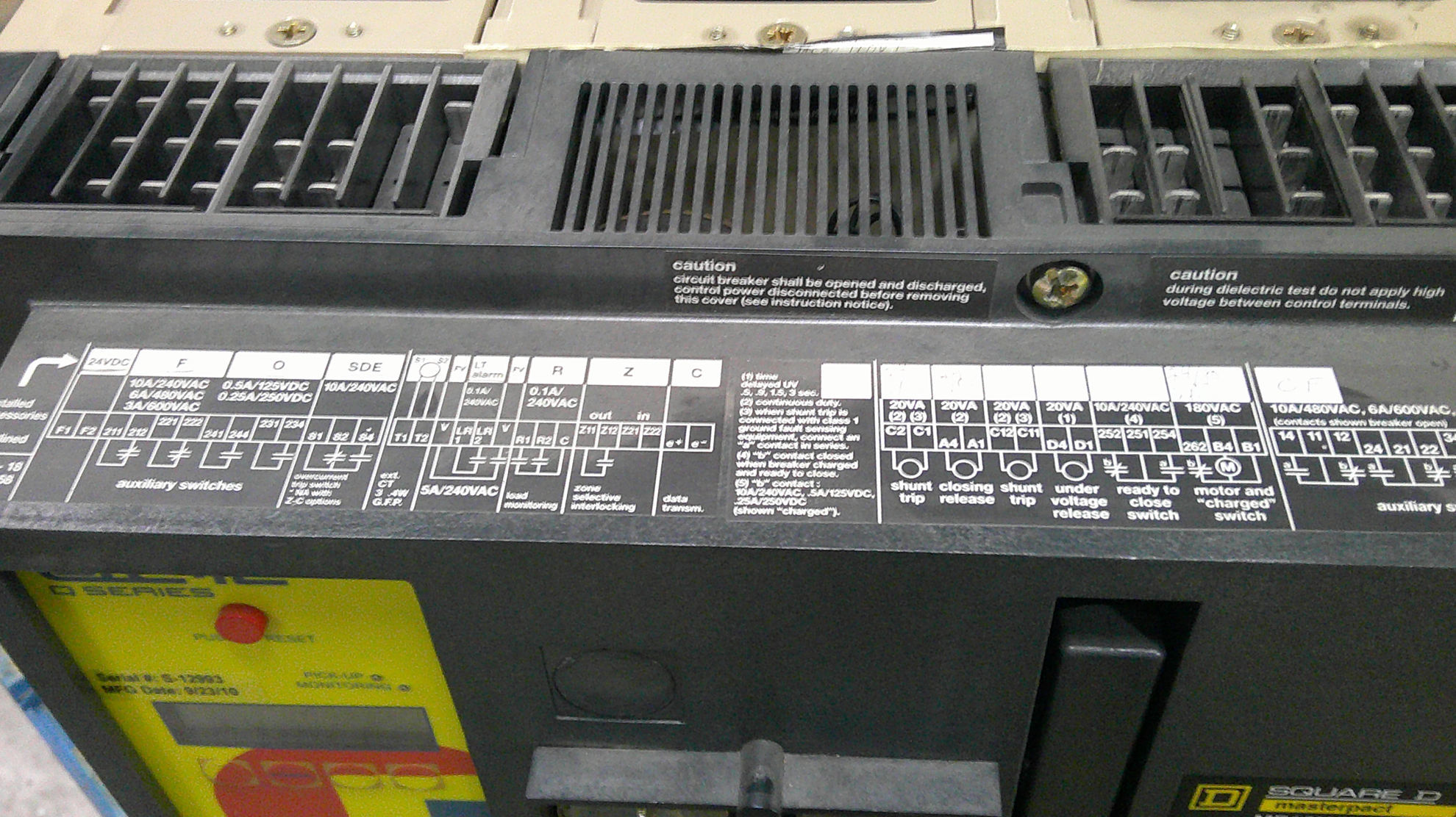 Square D MasterPact MP16H2 Circuit Breaker 1600 Amp 600 Volt AC E/O D/O ...