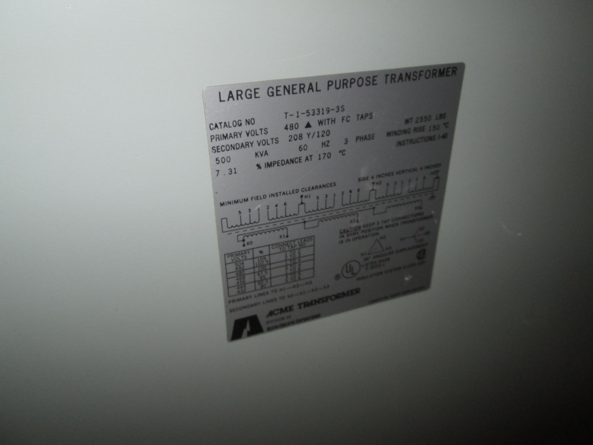 ACME Low Voltage Dry Type Transformer | 500 KVA 480-208Y/120 Volt | 3 ...