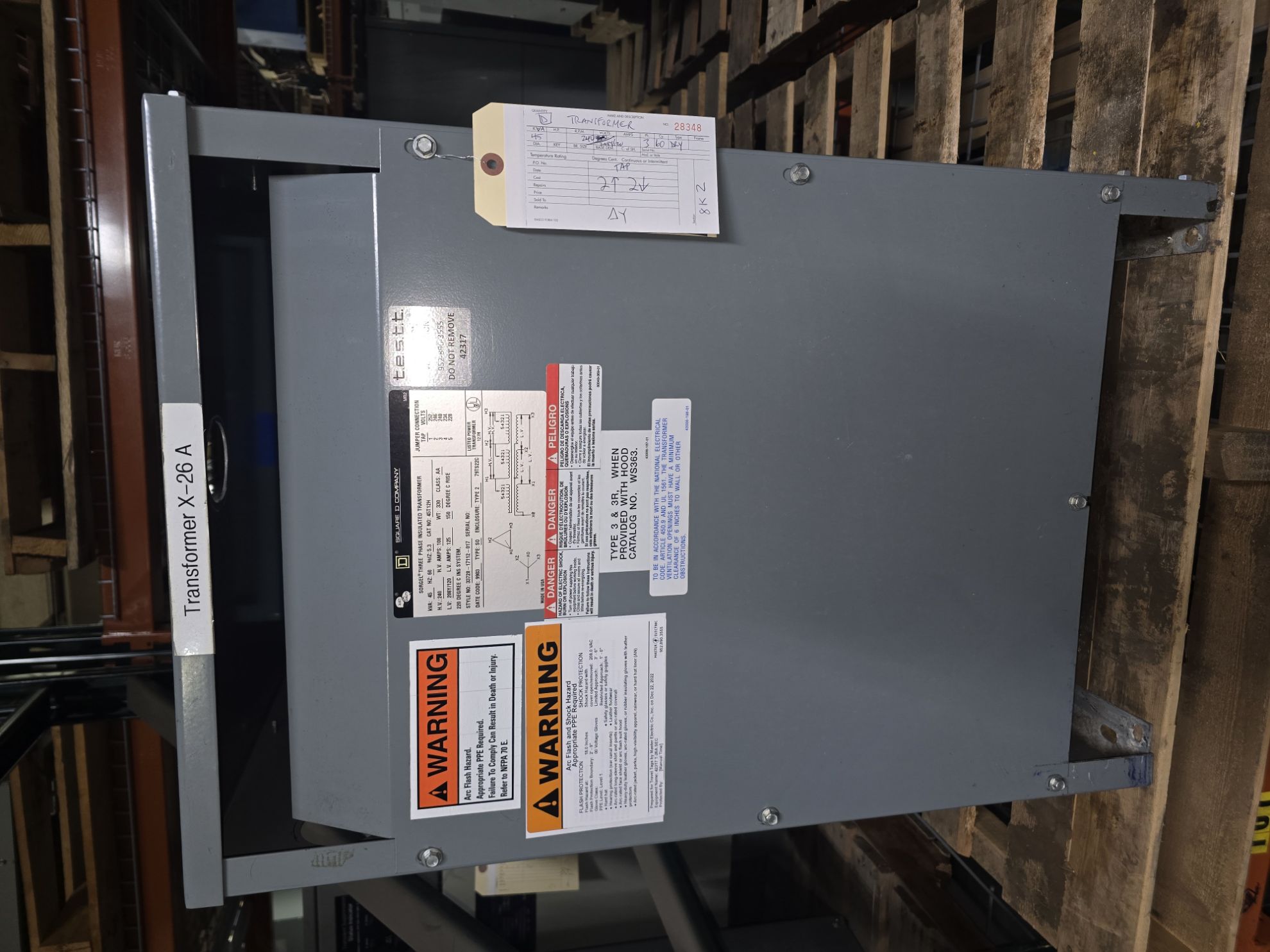 Picture of Square D Low Voltage Dry Type Transformer | 45 KVA 240-208/120 Volt | 3 Phase NEMA 1 R&G