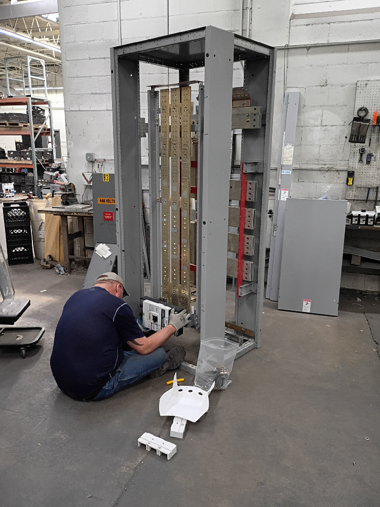 Eaton 4000A electrical distribution lineup being configured in the EMSCO shop